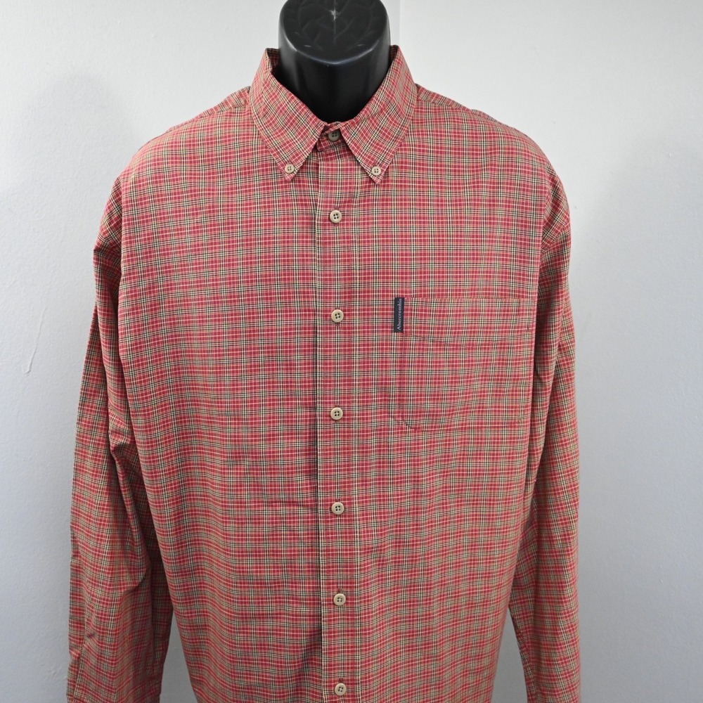 Abercrombie & Fitch Dress Shirt Plaid Long Sleeve Button Up Mens Size Large - Picture 10 of 10